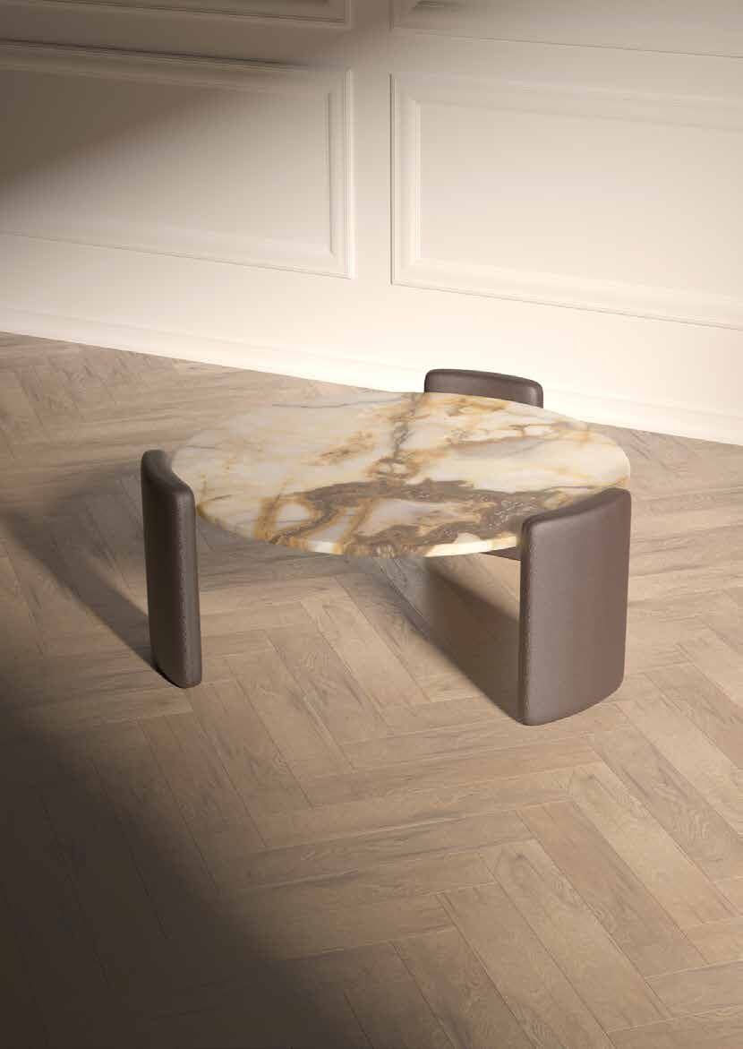 Tavolino Low Jewels in onice e pelle